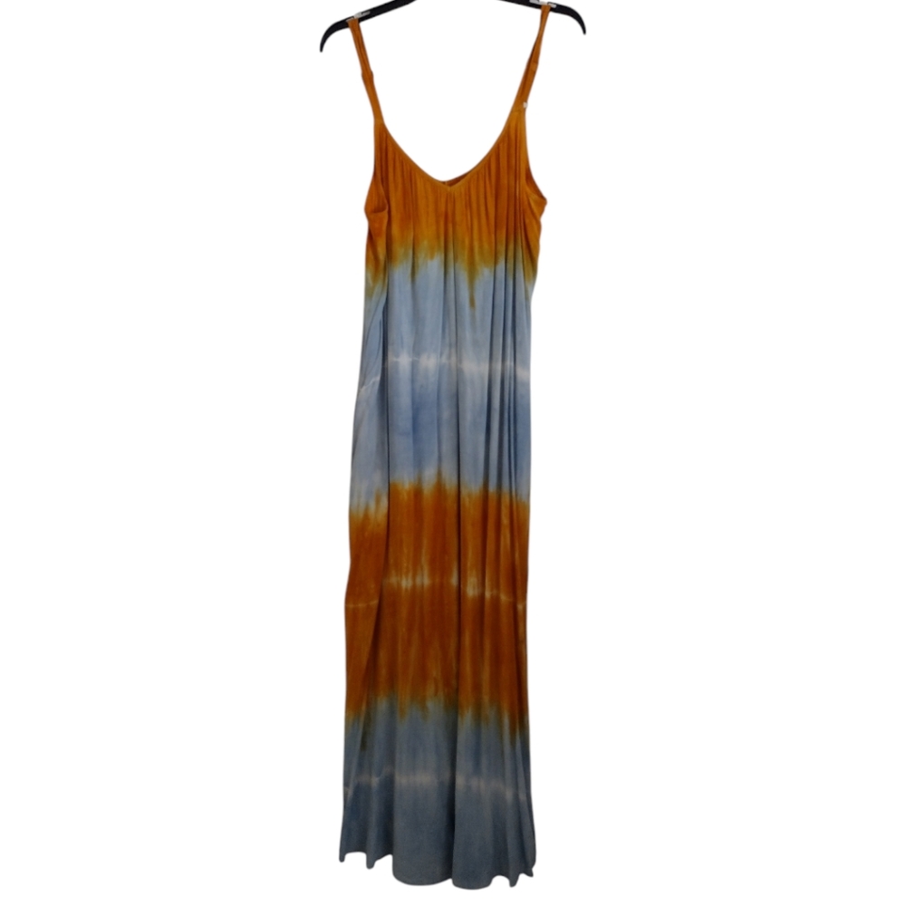 Knox Rose NWT blue golden yellow white tie dyed maxi dress size medium